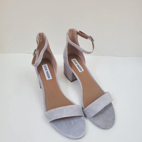 Steve Madden Irenee Gray Suede Block Heels - Like New With Box - Picture 2 of 12